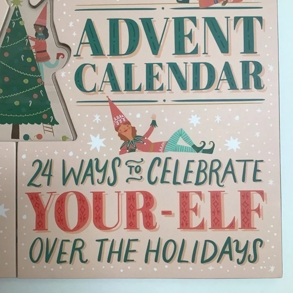 NEW Elf Advent Calendar 24 Pop Out Ornaments Cord Tis the Season for Elf-Care